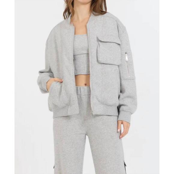 VINTAGE HAVANA Jackets & Blazers - NEW VINTAGE HAVANA contrast zipper bomber jacket in grey